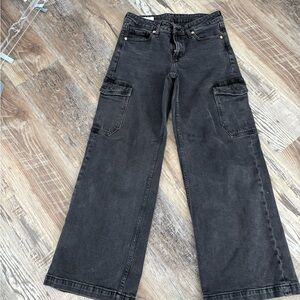 ❤️ GAP Faded Black Low Rise, Cargo, Wide Leg Jeans, Sz 27/4